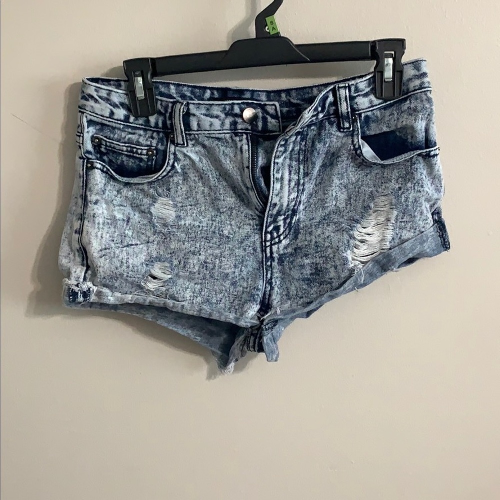 Acid Wash Denim Shorts